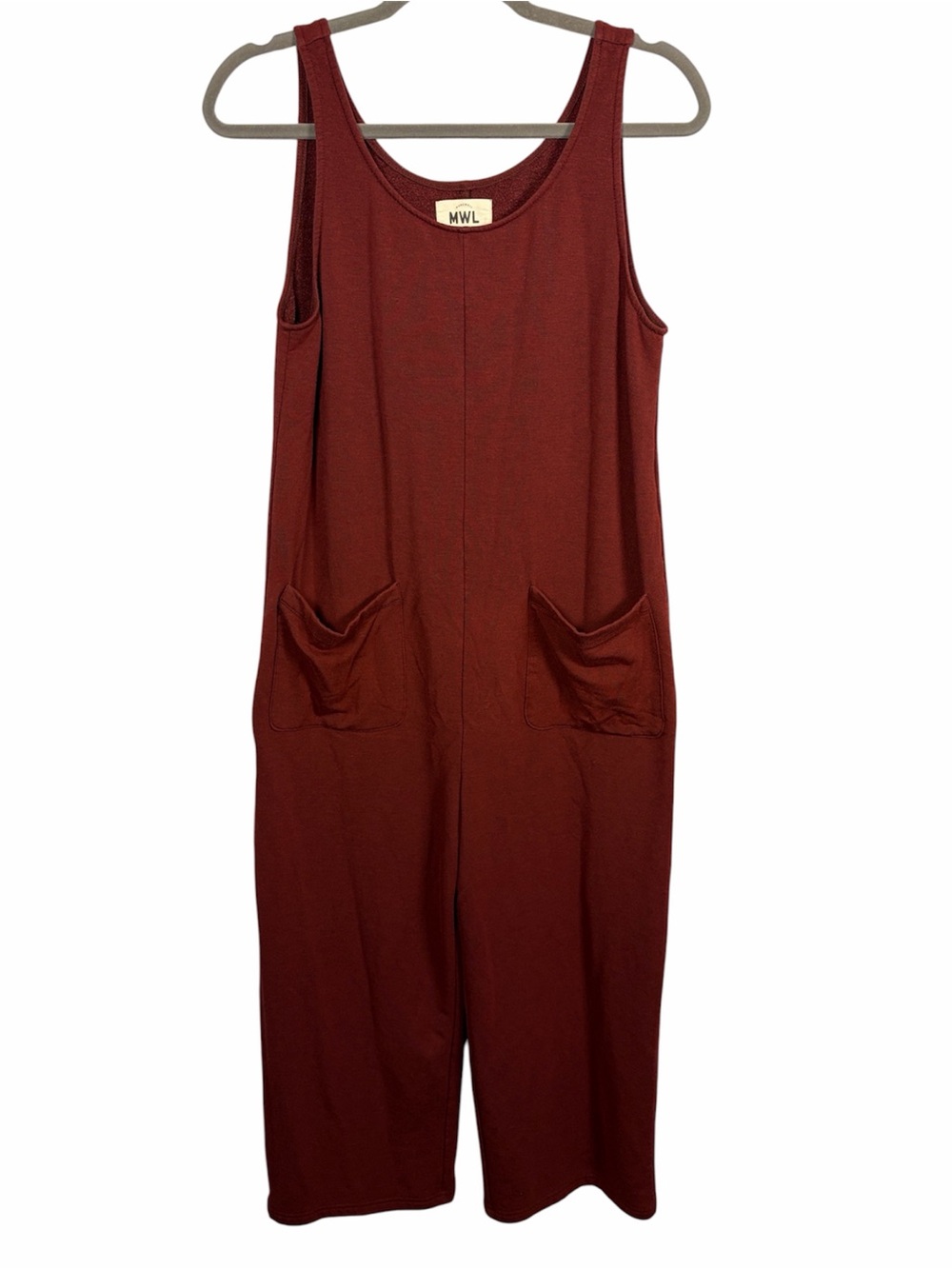 Madewell MWL Superbrushed Terry Modal Wide Leg Jumpsuit Burgundy Small